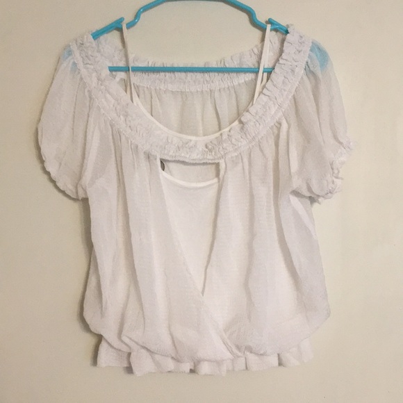 GUESS | Off the Shoulder Sheer Blouse - Picture 2 of 5